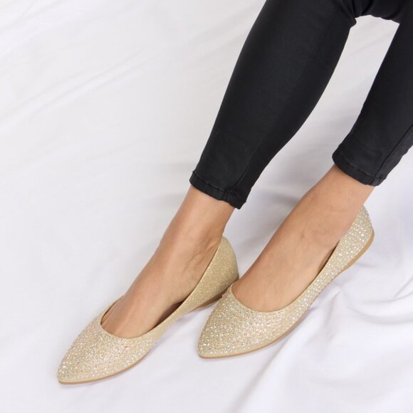 Rhinestone Point Toe Flat Slip-Ons - Picture 2 of 7